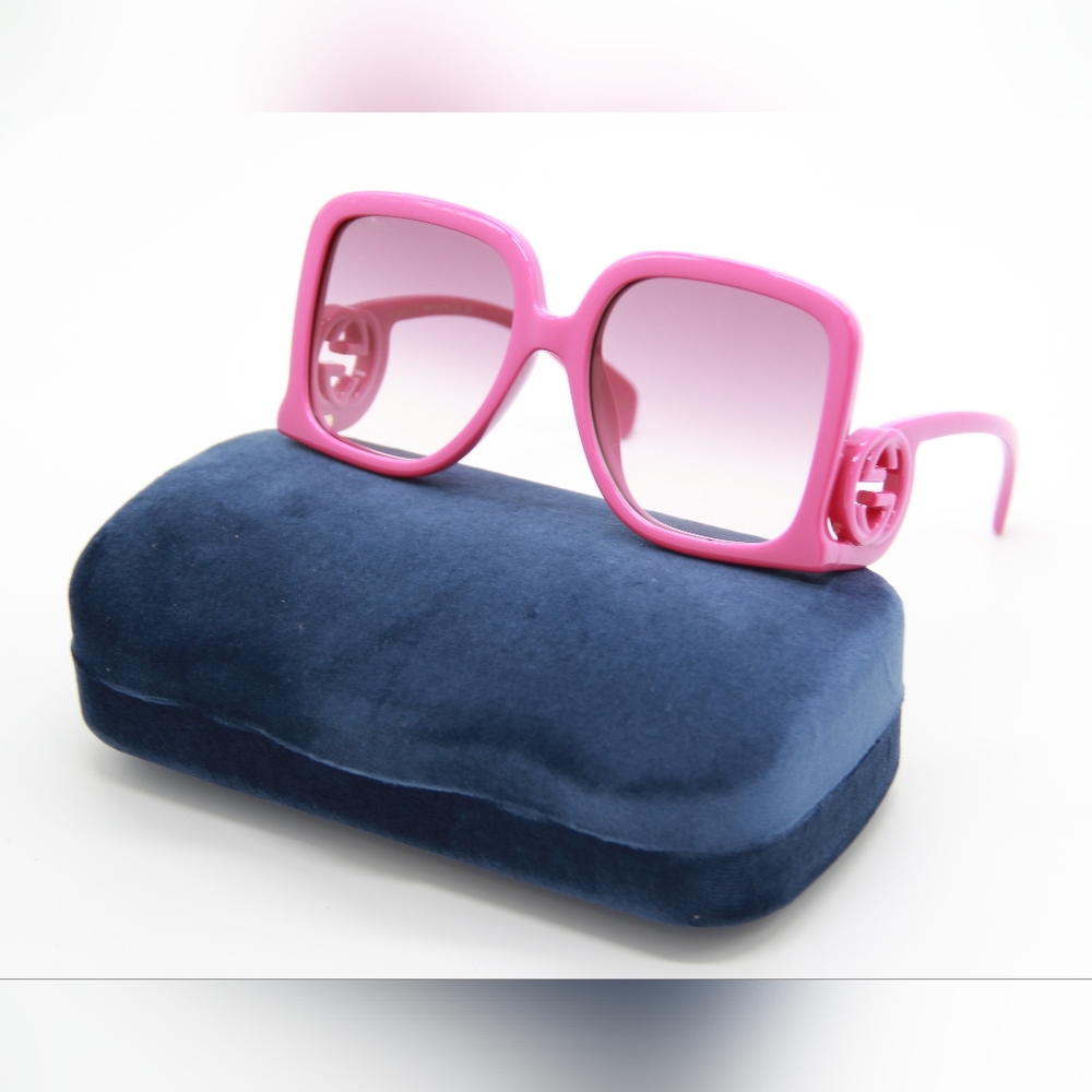NEW GUCCI GG1326S 004 PINK SQUARE WOMEN SUNGLASSES GUCCI - Picture 3 of 13